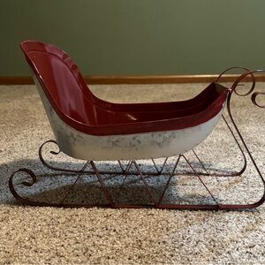 Festive Red and Silver Holiday Sleigh